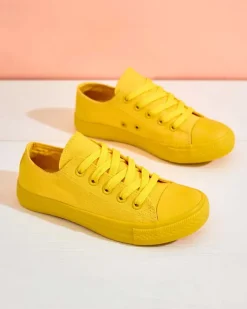 Chłopięce|Dziewczęce^Royalfashion Trampki dziecięce sznurowane Tirim żółty