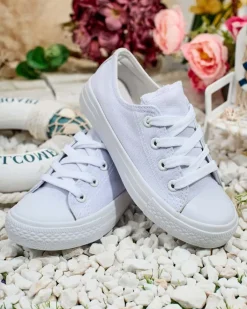 Chłopięce|Dziewczęce^Royalfashion Trampki dziecięce sznurowane Timso biały