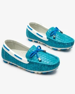 Dziewczęce^Royalfashion Turkusowe dziecięce mokasyny Dannad turkusowy