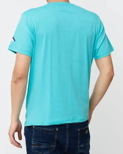 Bluzki^Royalfashion męski t-shirt z nadrukiem turkusowy