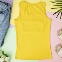 Bluzki / Koszule / Koszulki^Royalfashion Żółty damski top z cyrkoniami żółty