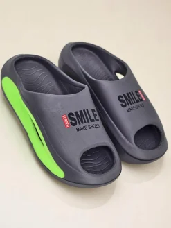 Klapki|Klapki Płaskie^Royalfashion Uniwersalne gumowe klapki Super Smile gołębi szary