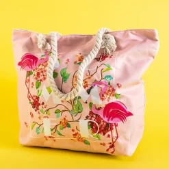 Materiałowe|Torby Plażowe^Royalfashion Wielokolorowa plażowa torba z flamingami Wielokolorowe