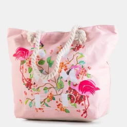 Materiałowe|Torby Plażowe^Royalfashion Wielokolorowa plażowa torba z flamingami Wielokolorowe