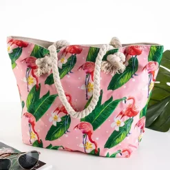 Materiałowe|Torby Plażowe^Royalfashion Wielokolorowa plażowa torba z flamingami Wielokolorowe