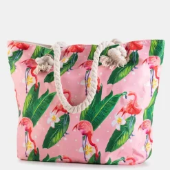 Materiałowe|Torby Plażowe^Royalfashion Wielokolorowa plażowa torba z flamingami Wielokolorowe