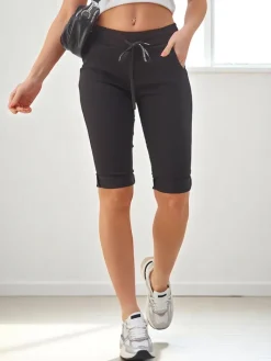 Spodenki 3/4|Szorty^Royalfashion Wiskozowe materiałowe krótkie spodenki damskie do kolana czarny