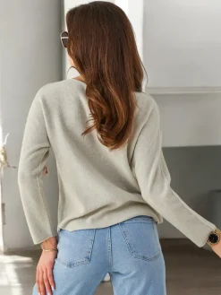 Swetry^Royalfashion Wiskozowy cienki damski sweterek beżowy