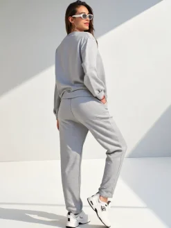 Komplety Damskie^Royalfashion Wiskozowy damski komplet z printem Jasny szary