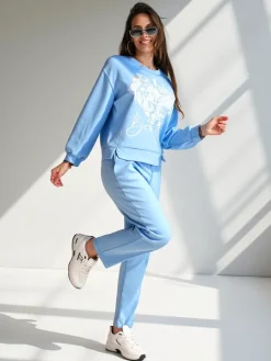 Komplety Damskie^Royalfashion Wiskozowy damski komplet z printem Ecru