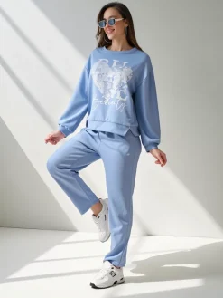 Komplety Damskie^Royalfashion Wiskozowy damski komplet z printem Ecru