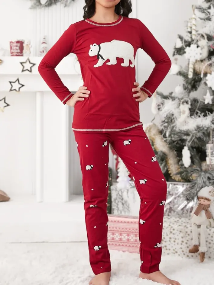 Bielizna|Piżamy^Royalfashion Świąteczna bawełniana dziecięca piżama z misiem polarnym