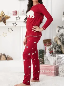 Bielizna|Piżamy^Royalfashion Świąteczna bawełniana dziecięca piżama z misiem polarnym