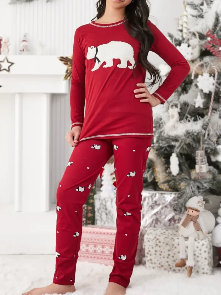 Bielizna|Piżamy^Royalfashion Świąteczna bawełniana dziecięca piżama z misiem polarnym