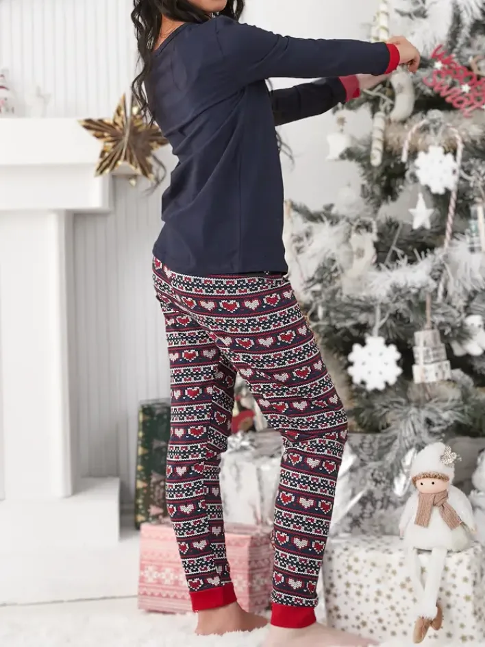 Bielizna|Piżamy^Royalfashion Świąteczna bawełniana dziecięca piżama z reniferem polarnymi Granatowy