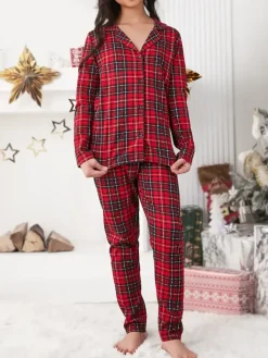 Bielizna|Piżamy^Royalfashion Świąteczna dziecięca piżama bawełniana w kratkę