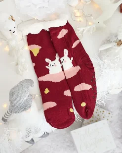 Skarpetki^Royalfashion Świąteczne damskie zimowe skarpetki z zwężeniami czerwony