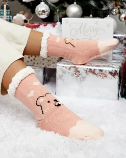 Skarpetki^Royalfashion Świąteczne damskie zimowe skarpetki z zwężeniami różowy
