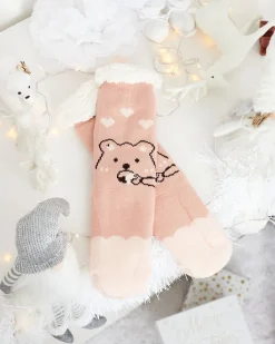 Skarpetki^Royalfashion Świąteczne damskie zimowe skarpetki z zwężeniami różowy