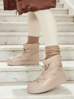 Śniegowce|Botki Z Delikatnym Ociepleniem^Royalfashion Wsuwane botki a'la śniegowce damskie w kolorze jasnom Vevnose brązowy