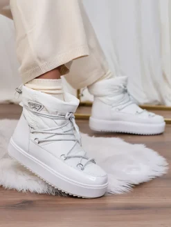 Śniegowce|Botki Z Delikatnym Ociepleniem^Royalfashion Wsuwane botki a'la śniegowce damskie w kolorze m Vevnose biały