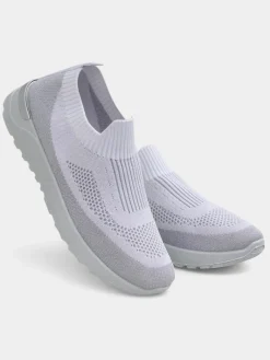 Bieganie, Ćwiczenia I Trening^Royalfashion Wsuwane damskie materiałowe buty sportowe Terrifa biały