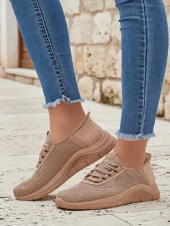 Ugc|Bieganie, Ćwiczenia I Trening^Royalfashion Wsuwane damskie materiałowe buty sportowe Arrate jasny brązowy