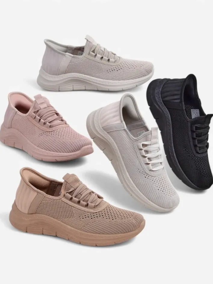 Ugc|Bieganie, Ćwiczenia I Trening^Royalfashion Wsuwane damskie materiałowe buty sportowe Arrate jasny brązowy