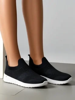 Bieganie, Ćwiczenia I Trening^Royalfashion Wsuwane damskie materiałowe buty sportowe Satet czarny