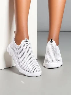 Bieganie, Ćwiczenia I Trening^Royalfashion Wsuwane damskie materiałowe buty sportowe Eraste biały