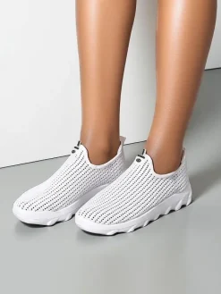 Bieganie, Ćwiczenia I Trening^Royalfashion Wsuwane damskie materiałowe buty sportowe Eraste biały