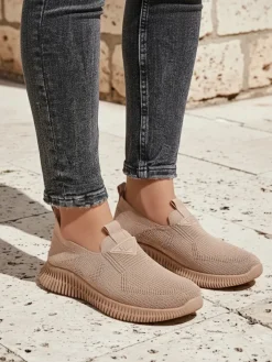 Sportowe|Bieganie, Ćwiczenia I Trening^Royalfashion Wsuwane damskie materiałowe buty sportowe Serra jasny brązowy