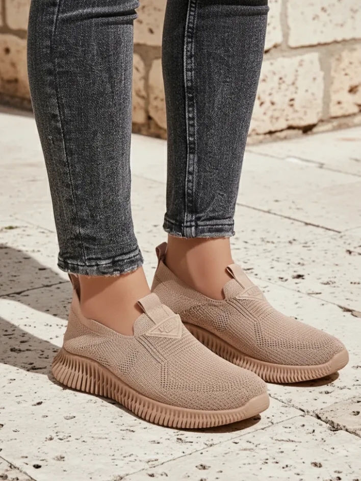 Sportowe|Bieganie, Ćwiczenia I Trening^Royalfashion Wsuwane damskie materiałowe buty sportowe Serra jasny brązowy