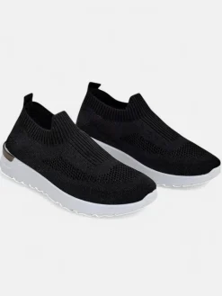 Bieganie, Ćwiczenia I Trening^Royalfashion Wsuwane damskie materiałowe buty sportowe Terrifa czarny