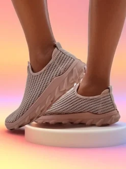 Bieganie, Ćwiczenia I Trening^Royalfashion Wsuwane damskie materiałowe buty sportowe Erra różowy