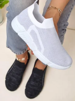 Sportowe|Bieganie, Ćwiczenia I Trening^Royalfashion Wsuwane damskie materiałowe buty sportowe Vena biały