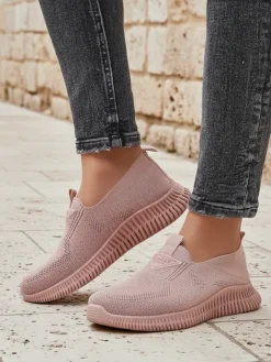 Sportowe|Bieganie, Ćwiczenia I Trening^Royalfashion Wsuwane damskie materiałowe buty sportowe Serra różowy