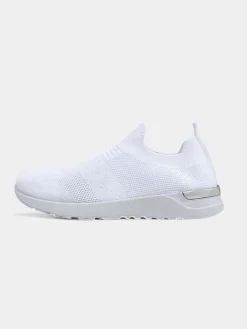 Bieganie, Ćwiczenia I Trening^Royalfashion Wsuwane damskie materiałowe buty sportowe Satet biały