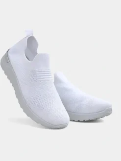 Bieganie, Ćwiczenia I Trening^Royalfashion Wsuwane damskie materiałowe buty sportowe Satet biały