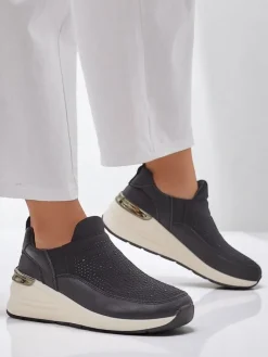 Sneakersy^Royalfashion Wsuwane damskie buty sportowe z cyrkoniami Elera