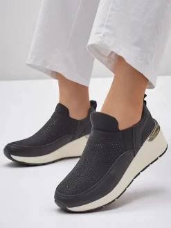 Sneakersy^Royalfashion Wsuwane damskie buty sportowe z cyrkoniami Elera