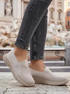 Sportowe|Bieganie, Ćwiczenia I Trening^Royalfashion Wsuwane damskie materiałowe buty sportowe Serra beżowy