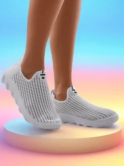 Bieganie, Ćwiczenia I Trening^Royalfashion Wsuwane damskie materiałowe buty sportowe Erra biały