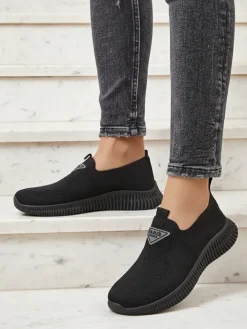 Sportowe|Bieganie, Ćwiczenia I Trening^Royalfashion Wsuwane damskie materiałowe buty sportowe Serra czarny