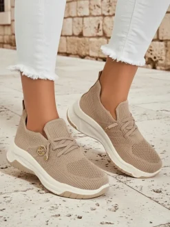 Ugc|Sportowe^Royalfashion Wsuwane damskie materiałowe buty sportowe Teletta brązowy