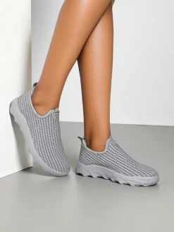 Bieganie, Ćwiczenia I Trening^Royalfashion Wsuwane damskie materiałowe buty sportowe Eraste Jasny szary