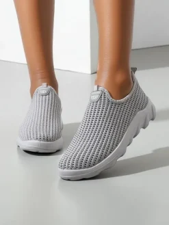 Bieganie, Ćwiczenia I Trening^Royalfashion Wsuwane damskie materiałowe buty sportowe Eraste Jasny szary