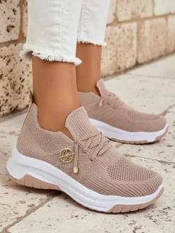 Ugc|Sportowe^Royalfashion Wsuwane damskie materiałowe buty sportowe Teletta różowy