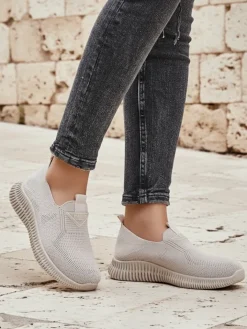 Sportowe|Bieganie, Ćwiczenia I Trening^Royalfashion Wsuwane damskie materiałowe buty sportowe Serra Jasny szary