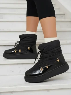 Śniegowce|Botki Z Grubym Ociepleniem^Royalfashion Wsuwane śniegowce damskie w m kolorze Dabenda czarny